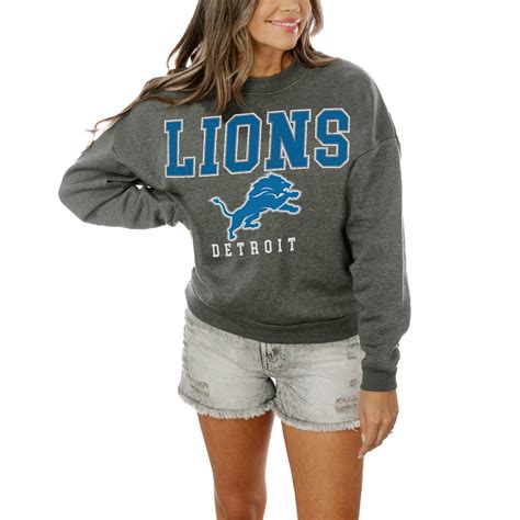 Women's Gameday Couture Charcoal Detroit Lions Oversized Bring The ...