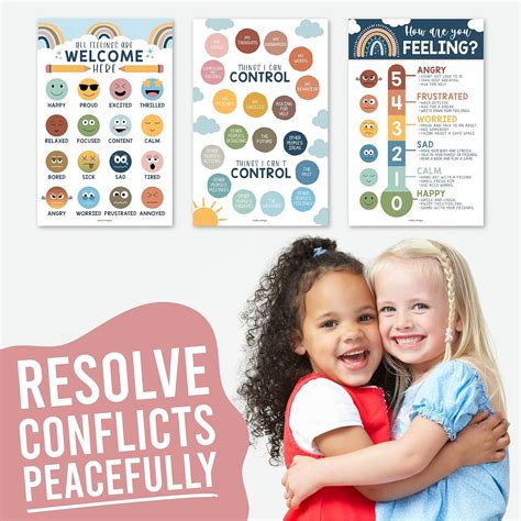 Buy 4 Boho Feelings Chart For Kids Learning Posters For Walls - List Of ...