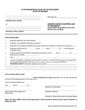 Fillable Online georgia counterclaim county Fax Email Print - pdfFiller