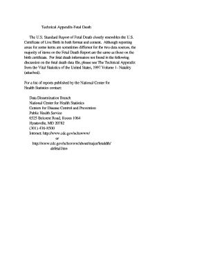 Fillable Online Technical Appendix-Fetal Death The US Standard Report ...
