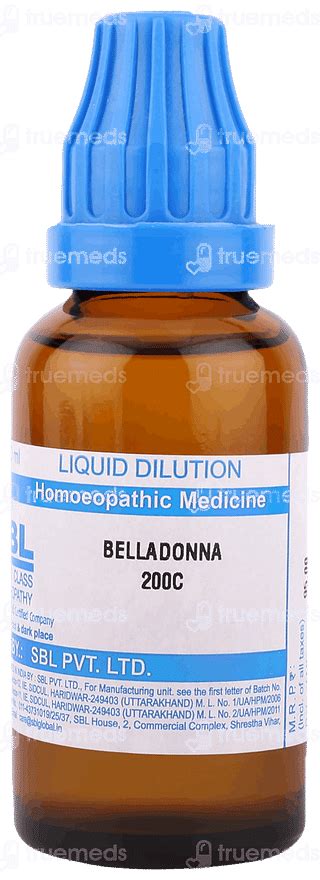 Sbl Belladonna 200 C Dilution 30 Ml - Uses, Side Effects, Dosage, Price ...