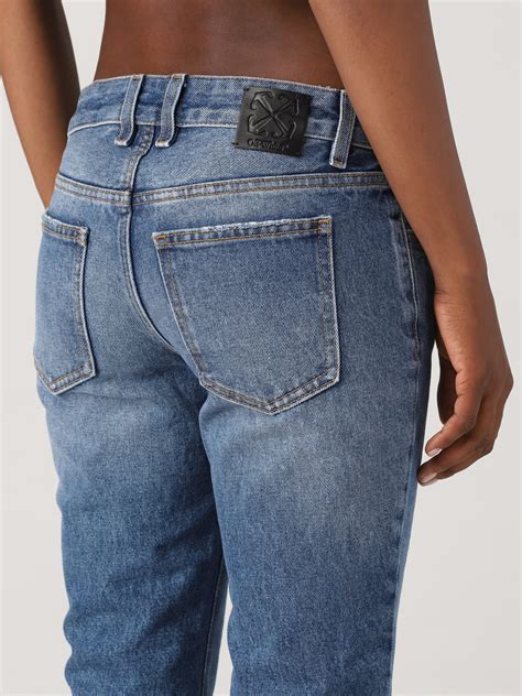 OFF-WHITE: jeans in washed denim - Blue | Off-White jeans ...