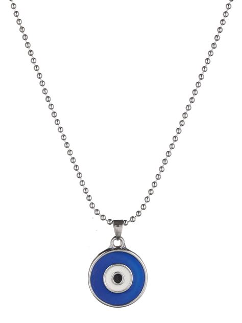 Bold by Priyaasi Evil Eye Pendant with Silver-Plated Beaded Chain for