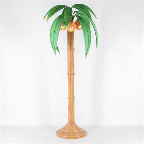 Rattan « coconut tree/palm tree » floor lamp For Sale at 1stDibs