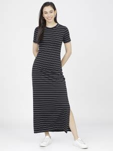 Tokyo Talkies Women Skater Black, White Dress - Buy Tokyo Talkies Women ...