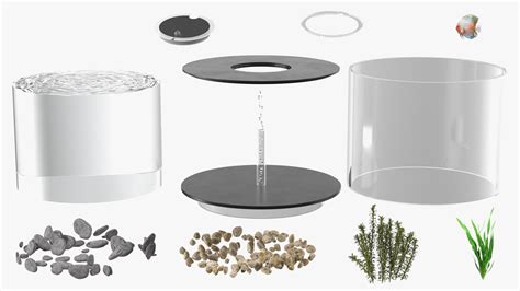 Black Cylinder Fish Tank 3D Model - TurboSquid 2133689