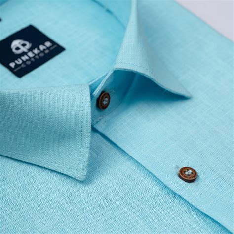 Sky Blue Color Linen Formal Shirts For Men – Punekar Cotton