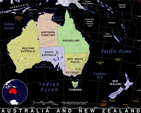 World Map Australia New Zealand