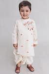 Buy Off White Cotton Angarkha Kurta Dhoti Set For Boys by Tiber Taber ...