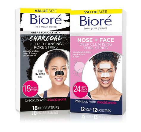 Amazon.com: Bioré Nose+Face 24ct Pore Strips with Bioré Charcoal 18ct ...