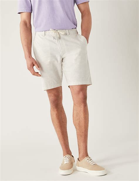 Buy Linen Blend Half-Elasticated Waist Shorts at Marks & Spencer