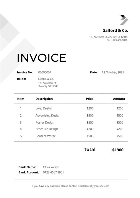 Image result for Simple Invoice Example
