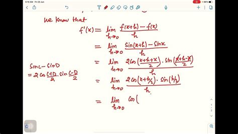 Image result for Using First Principles Derivative OS Sin X