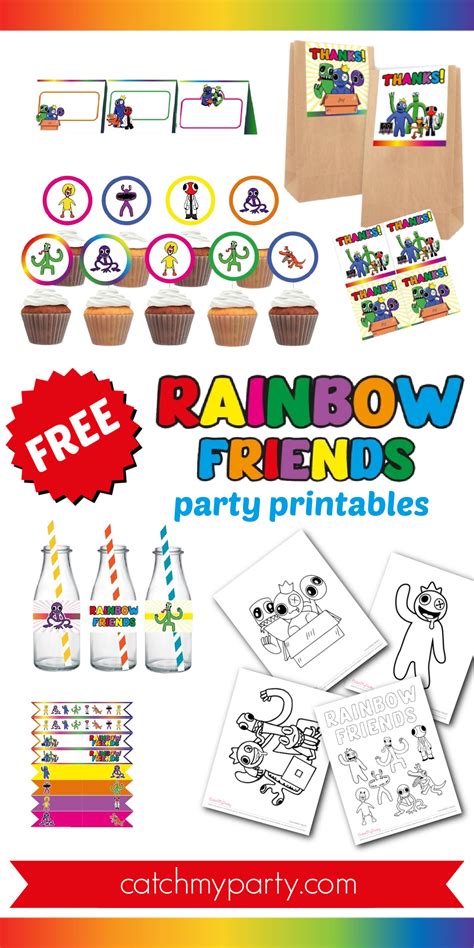 Free Rainbow Friends Party Printables! + Coloring Pages | Catch My Party