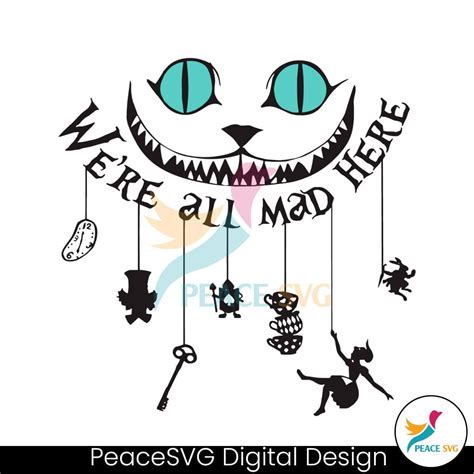 Retro Were All Mad Here Disney Alice In Wonderland SVG Digital Download ...