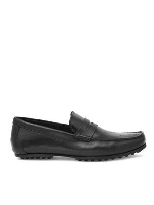 Buy Ruosh Black Solid-plain Loafers Online