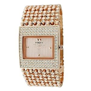 Buy HMT FASHION Rose Gold Square Dial Bracelet Chain Wrist Watch for ...