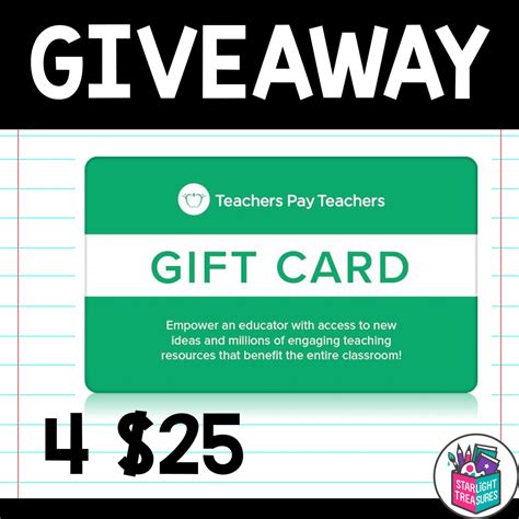 December Giveaway - 4 $25 TPT Gift Cards For YOU – Starlight Treasures LLC
