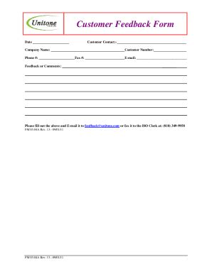 Fillable Online FM 03 04A Customer Feedback Form Fax Email Print ...
