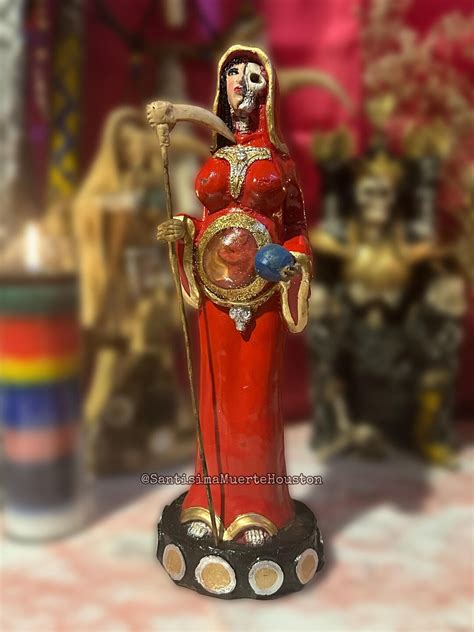 Pregnant Red Santa Muerte Statue - Etsy