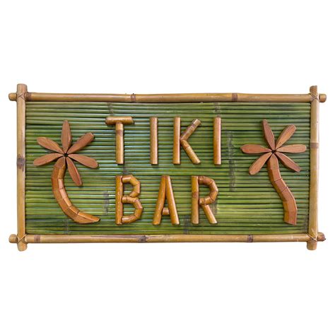 Vintage Two Sided Bamboo "Tiki Bar" Sign at 1stDibs | wooden tiki bar ...