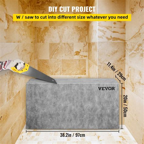 VEVOR Board Shower Bench Rectangle Bench Ready to Tile&Waterproof 38.2x11.4x20" | VEVOR US