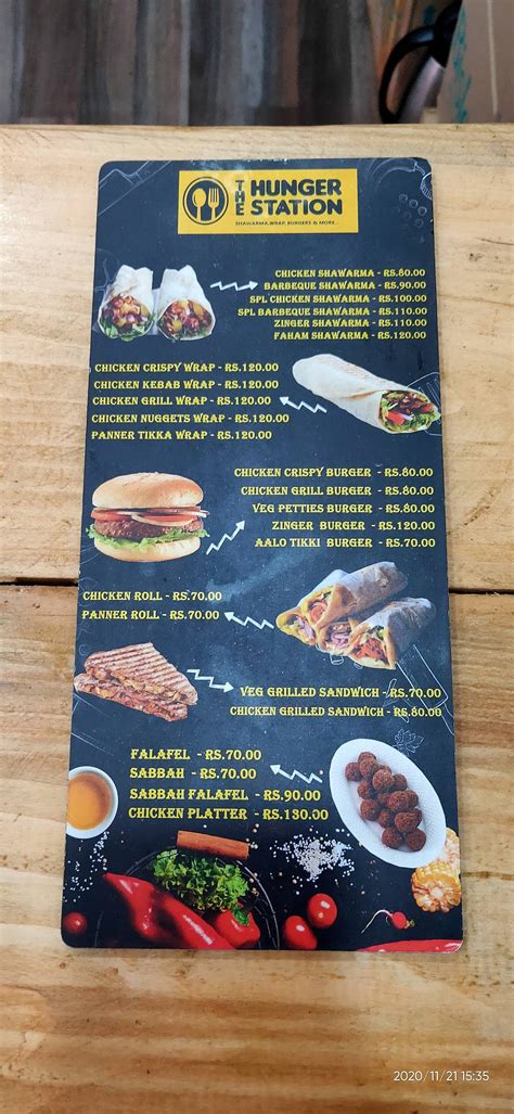 Menu at The Hunger Station, Hyderabad