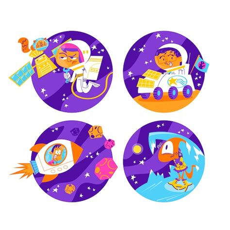 Conjunto de adesivos de universo de design plano | Vetor Grátis