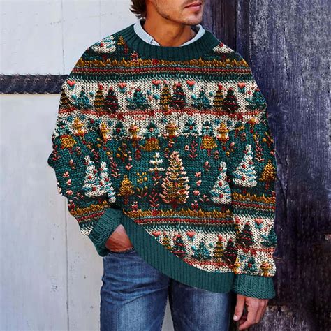 Christmas Sweaters for Men Men's Sweaters Men's Christmas Tree Pattern ...