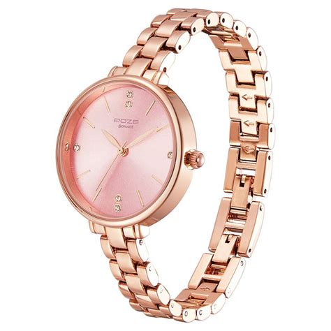 Poze by Sonata Quartz Analog Pink Dial Metal Strap Watch for Women