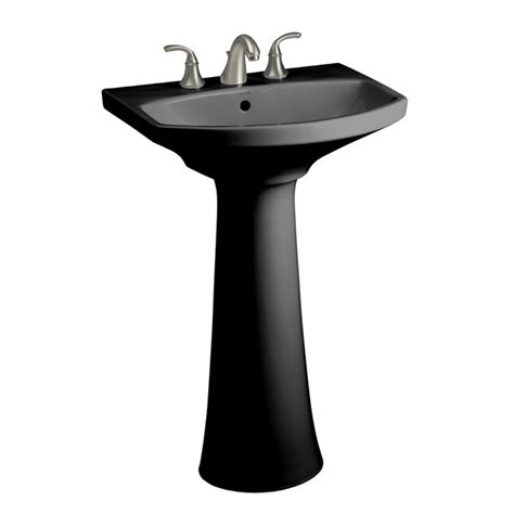 KOHLER Cimarron Black Vitreous China Traditional Pedestal Sink Combo ...