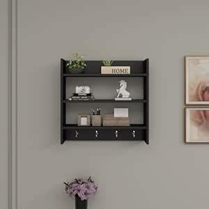 CRYSTAL FURNITECH Astrella Enginneered Wood Wall Shelve with Key Holder ...