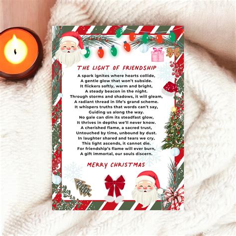 Light of Friendship Christmas Poem Printable: Festive Ready-to-print ...