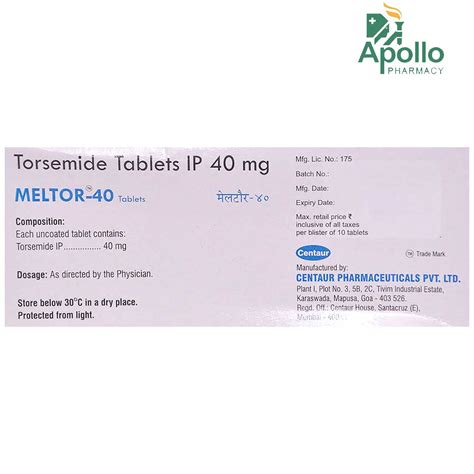 MELTOR 40MG TABLET Price, Uses, Side Effects, Composition - Apollo Pharmacy