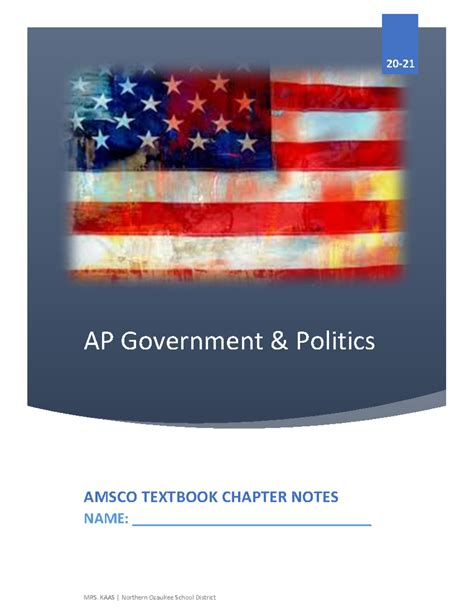 Amsco NOtes - AP Government & Politics 20 - 21 AMSCO TEXTBOOK CHAPTER ...