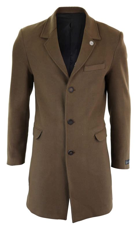 Men's Classic Wool Long Overcoat-Brown | Happy Gentleman | Long ...