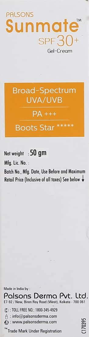Buy SUNMATE SPF 30 PLUS TUBE OF 50GM GEL CREAM Online & Get Upto 60% ...