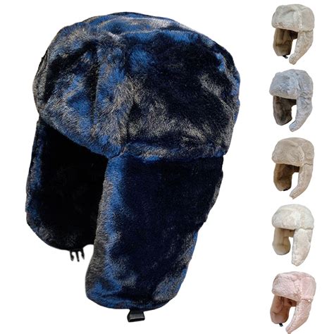D-GROEE Winter Trapper Hat - Fluffy Round Top Hats for Men & Women ...