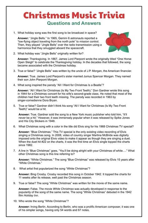 Free Christmas Music Quiz With Answers
