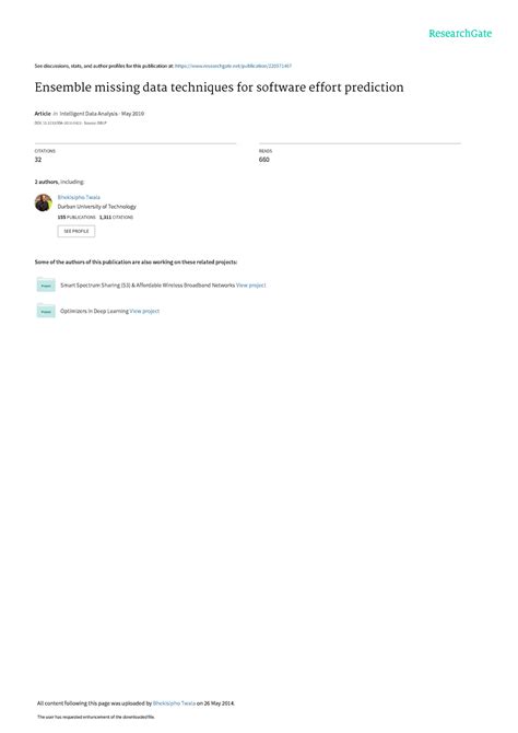 Ensemble missing data techniques for software effo - See discussions ...