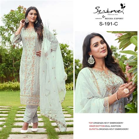 SERINE S-191 Pure Organza Embroidery Pakistani Dress Wholesale – Amrah ...