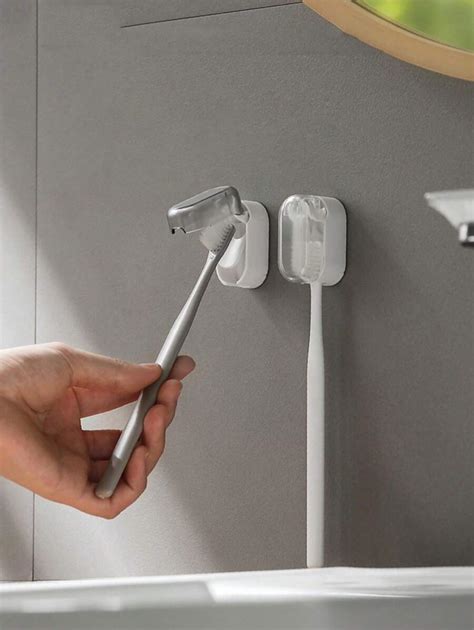 1pc Wall-Mounted Dust-Proof Toothbrush Holder Shelf Without Punching ...