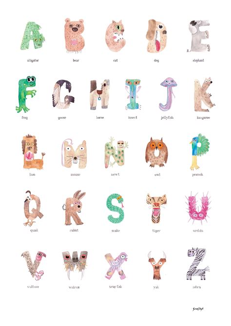 Alphabet Letters With Animals Printable - Printable Calendars AT A GLANCE