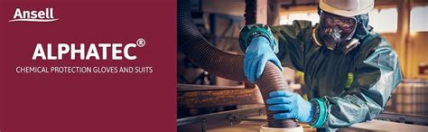 Ansell AlphaTec 37-185 Chemical-Resistant Nitrile Gloves, Liquid and ...