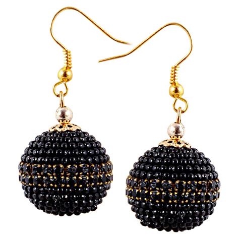 Buy CARAT SUTRA Handmade Paper Quilling Black Ball Jhumki at Amazon.in