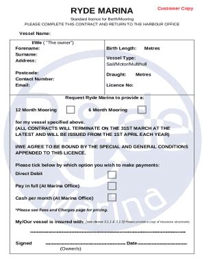 Fillable Online Ryde Marina Application Form Fax Email Print - pdfFiller