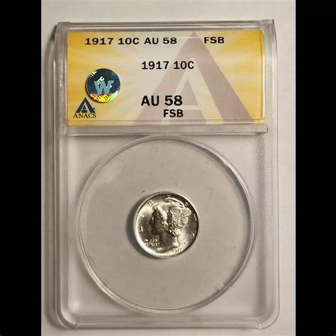 1917 Mercury Dime ANACS AU-58 FBL Sight White - Bob Paul Rare Coins