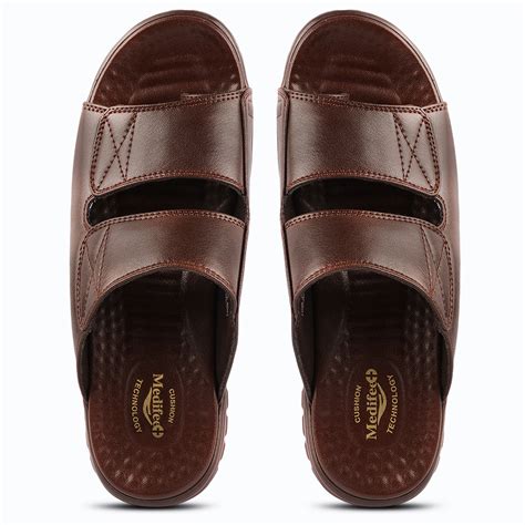 Medifeet Dual Strap Leather Slippers for Men (Extra Comfortable with A