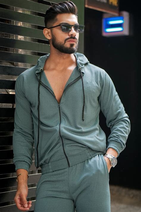 Gritstones Green Hooded Zipper Tracksuit Co-Ord