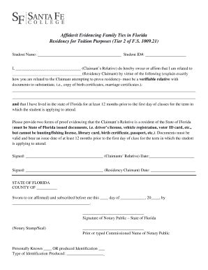 Fillable Online Affidavit Evidencing Family Ties in Florida Fax Email ...